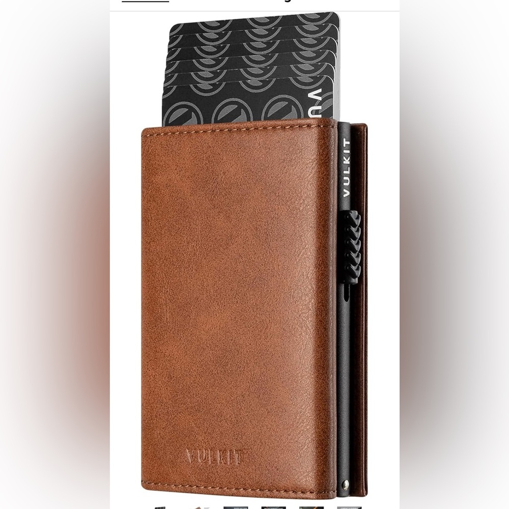 VULKIT Card Holder Pop Up Slim Wallet Leather RFID Blocking Card Case